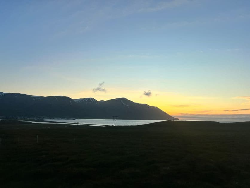 Sunset over the water in Iceland