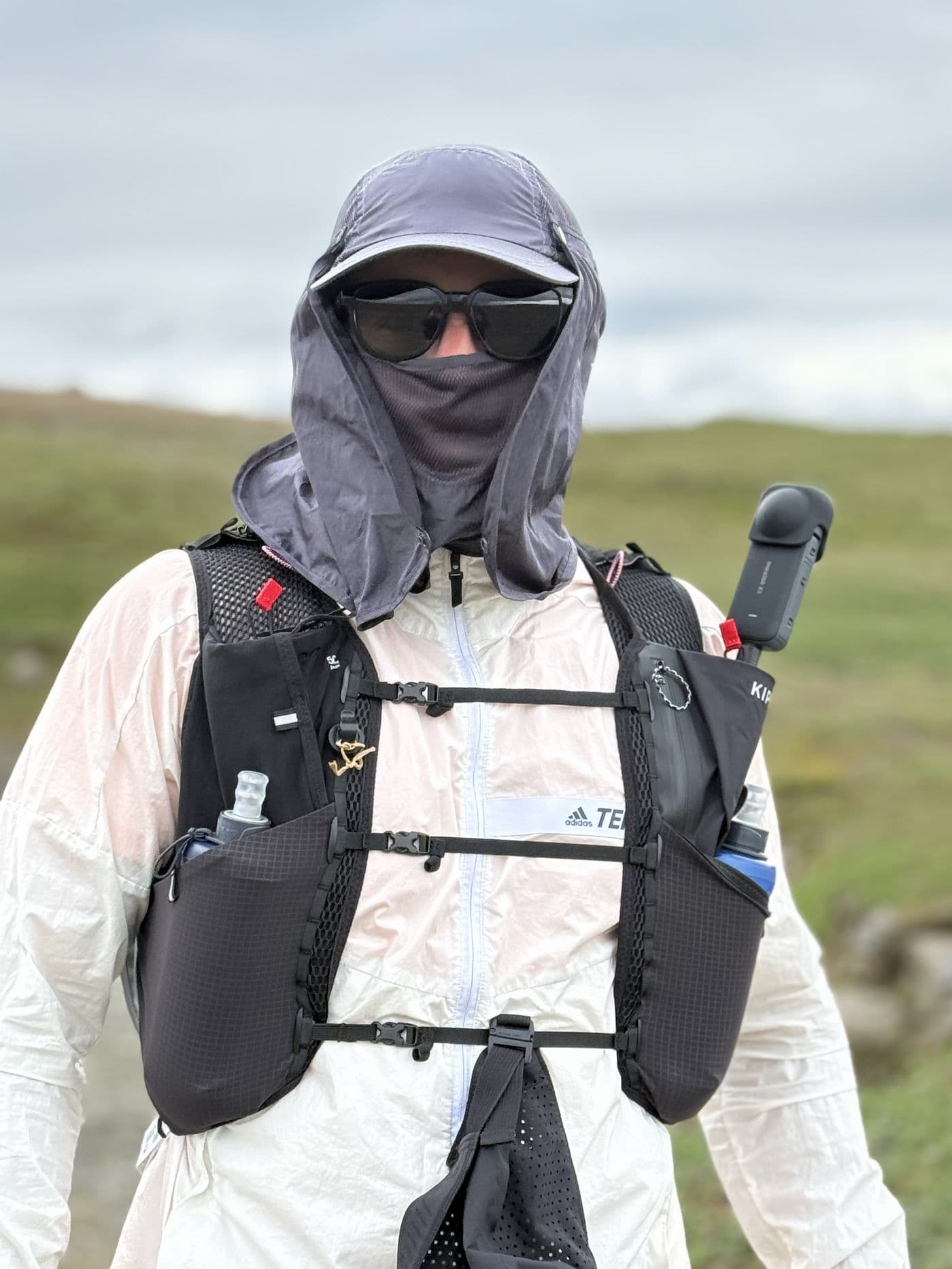Justin in full weather gear in the Icelandic highlands